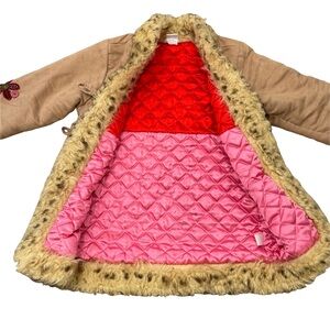 Naartjie Faux Fur Lined Coat with Wooden Toggle Buttons XXL sz 8